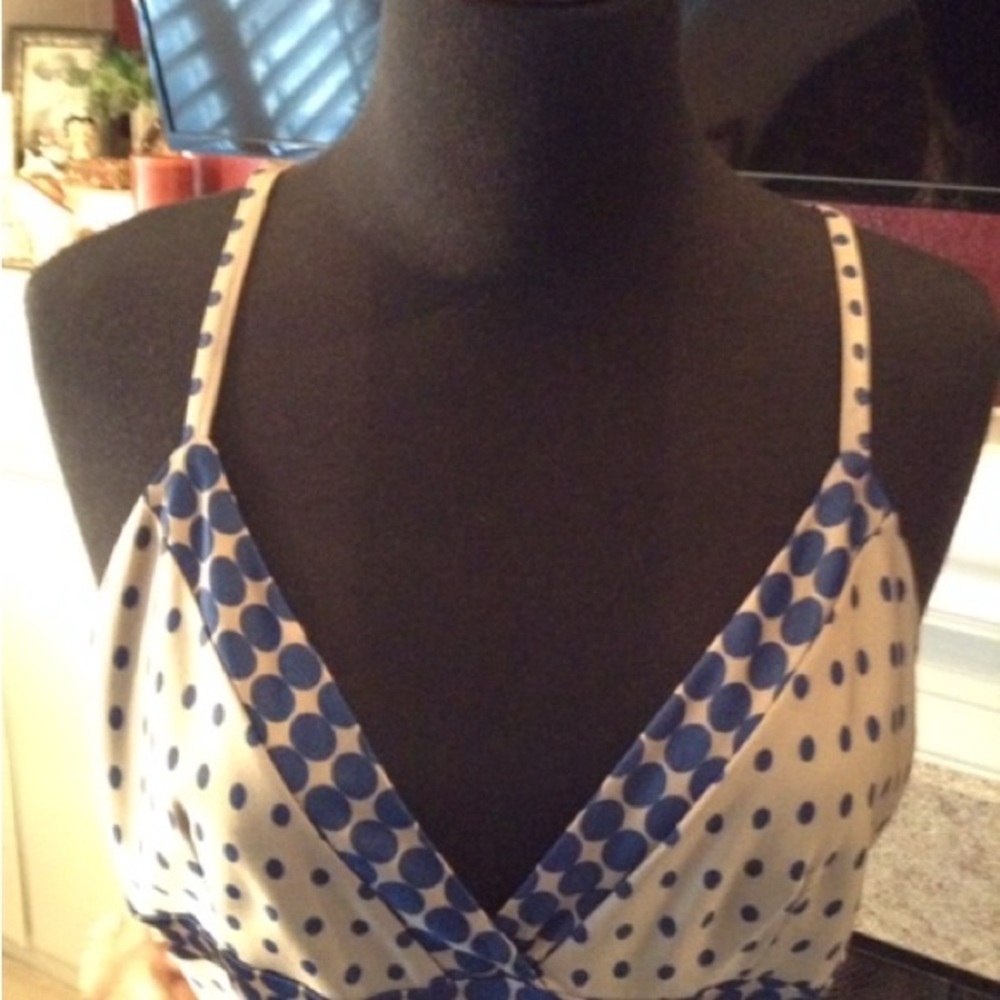 NWT Diesel Navy and Tan Polka Dot Maxi Dress